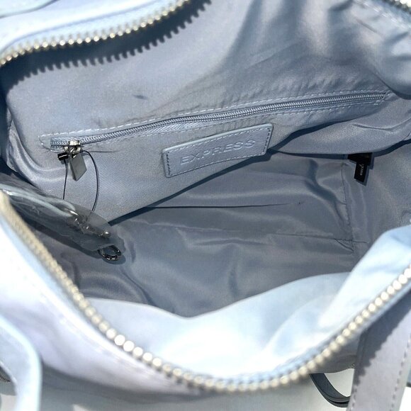 Express Speedy Purse Handbag Vegan Suede Faux Large Multi Top Handle Scarf - Picture 8 of 13